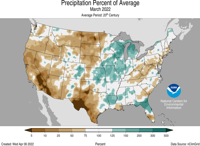 Climate at a Glance Highlights: March 2022